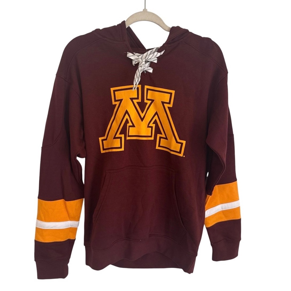 Knights Apparel Minnesota Golden Gophers Lace Up Hoodie Maroon Small NWT